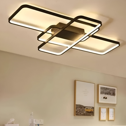Lustre LED Moderne - Lustra LED cu telecomanda AXIS 95W, 3 Elemente, lumina Rece/Calda/Neutra, Dimabila, Negru