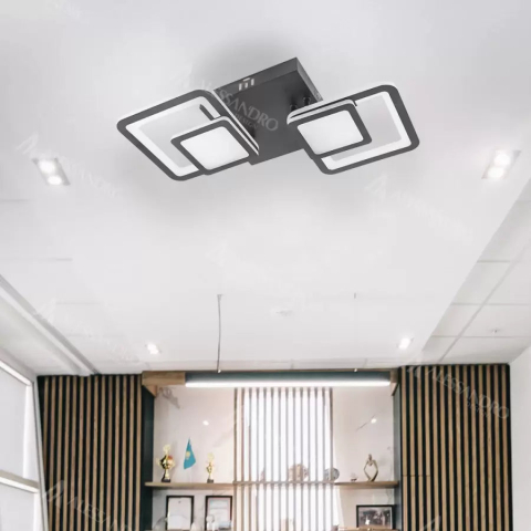 Produse Alessandro - Lustra LED cu telecomanda BALANS 44W, 2 Patrate, lumina Rece/Calda/Neutra, Dimabila, Negru