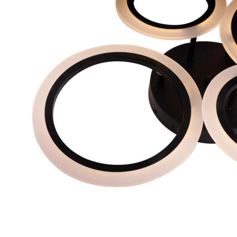 Lustra LED cu telecomanda BETTY 43W, 4 Cercuri, lumina Rece/Calda/Neutra, Dimabila, Negru [1]