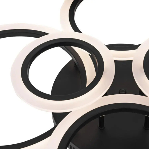 Lustra LED cu telecomanda BETTY 82W, 6 Cercuri, lumina Rece/Calda/Neutra, Dimabila, Negru [1]