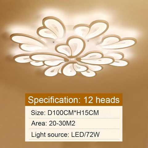 Lustra LED cu telecomanda BLOSSOM 146W, 12 Petale, lumina Rece/Calda/Neutra 3000k/4000k/6000k, Dimabila, Alb [2]