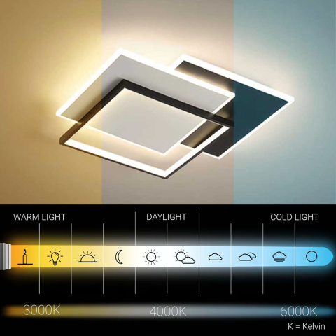 Lustra LED cu telecomanda CHIARA 98W, 3 Patrate, lumina Rece/Calda/Neutra, Dimabila, Negru [2]
