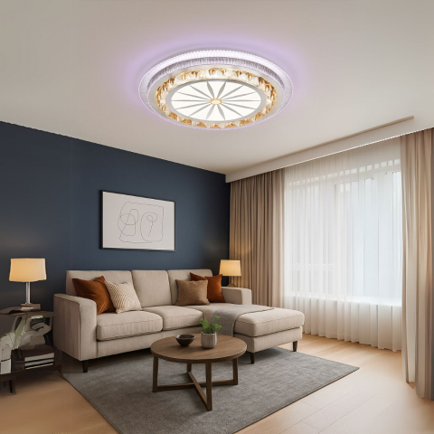 Lustra LED cu telecomanda DAVIDE RGB 62W, lumina Albastra/Rece/Calda, Dimabila, Alb [2]