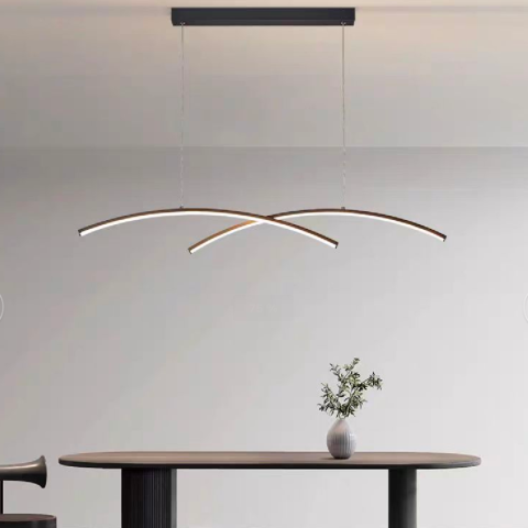 Lustre LED Moderne - Lustra LED cu telecomanda FLUIRA, 52W, lumina Rece/Calda/Neutra, Dimabila, Negru