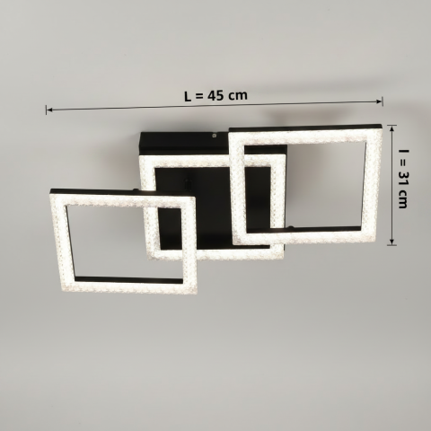 Lustra LED cu telecomanda GEO 43W, 3 Patrate, lumina Rece/Calda/Neutra, Dimabila, Metal si Acril, Negru [3]