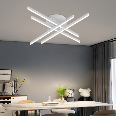 Lustre LED Moderne - Lustra LED cu Telecomanda GIO, 54W, 4 Elemente, Lumina Rece/Clada/Neutra, Dimabila, Alb