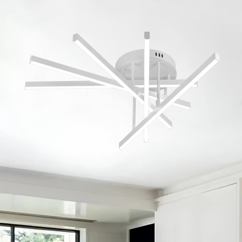 Lustre LED Moderne - Lustra LED cu Telecomanda GIO, 68W, 5 Elemente, Lumina Rece/Clada/Neutra, Dimabila, Alb