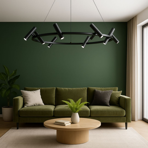 Lustre LED Moderne - Lustra LED cu telecomanda Harman, 29W, 8 Surse, Lumina Neutra, Negru