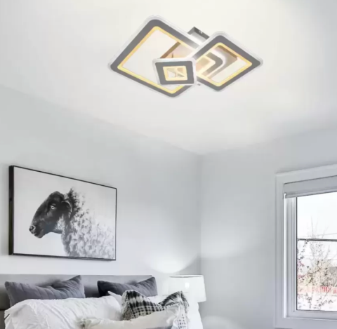 Lustre LED Moderne - Lustra LED cu Telecomanda Hortensia 190W Dimabila Alb