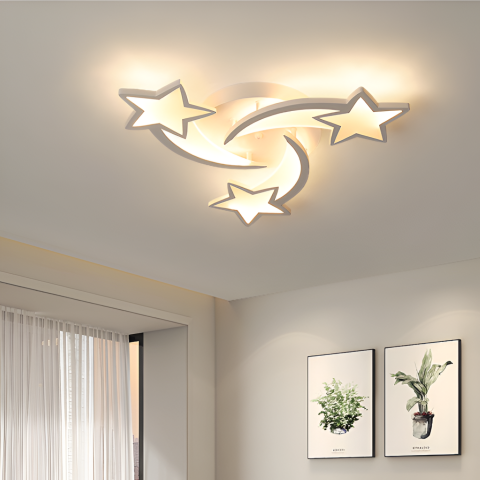 Lampi, Aplice si Corpuri de iluminat Smart - Lustra LED cu telecomanda IPOMOEA 51W, 3 Stele, lumina Rece/Calda/Neutra, Dimabila, Alb