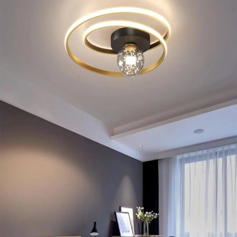 Lustre LED Moderne - Lustra LED cu telecomanda ISELIN 96W, lumina Rece/Calda/Neutra, Dimabila, Auriu