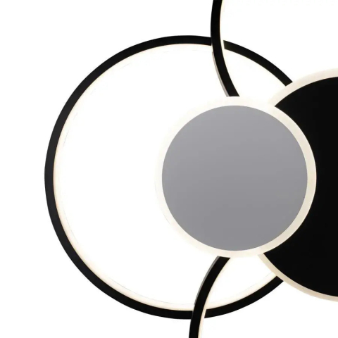 Lustra LED cu Telecomanda, KILLIAN, 74W, 6 Cercuri, Lumina Rece/Calda/Neutra 3000K/4000K/6000K, Dimabila, Negru si Alb, Metal si Acril [1]