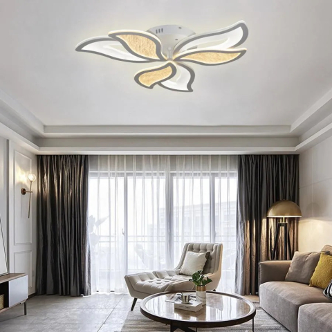 Iluminat Smart Home - Lustra LED cu telecomanda KYLEN 144W, 6 Elemente, lumina Rece/Calda/Neutra, Dimabila, Alb