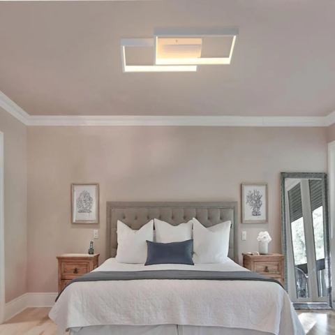 Lustra LED cu telecomanda LANDYN 37W, 2 Patrate, lumina Rece/Calda/Neutra, Dimabila, Alb [2]