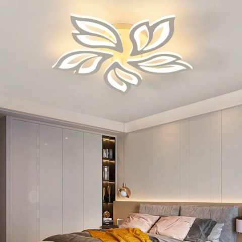 Iluminat Smart Home - Lustra LED cu telecomanda LILY 86W, 5 Elemente, lumina Rece/Calda/Neutra, Dimabila, Alb