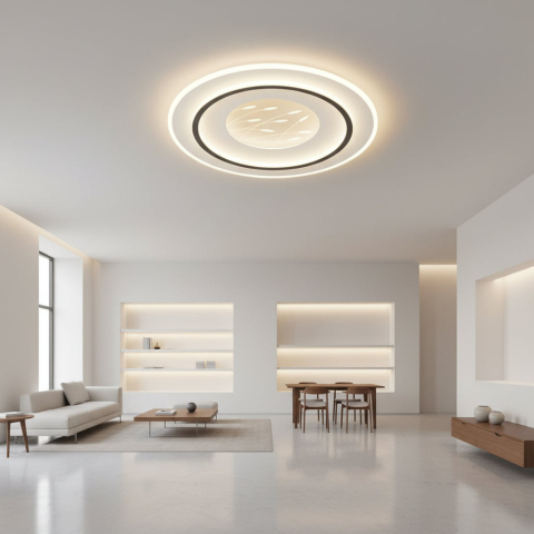 Lustra LED cu telecomanda LINEA 125W, Ø50cm, Rotunda, lumina Rece/Calda/Neutra, Dimabila, Negru [1]
