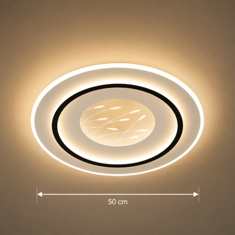 Lustra LED cu telecomanda LINEA 125W, Ø50cm, Rotunda, lumina Rece/Calda/Neutra, Dimabila, Negru [3]