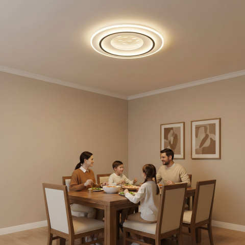 Lustra LED cu telecomanda LINEA 125W, Ø50cm, Rotunda, lumina Rece/Calda/Neutra, Dimabila, Negru [2]