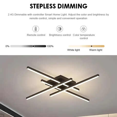 Lustra LED cu Telecomanda LINEX, 52W, 4 Elemente, Liniara, lumina Rece/Calda/Neutra, Dimabila, Negru [3]