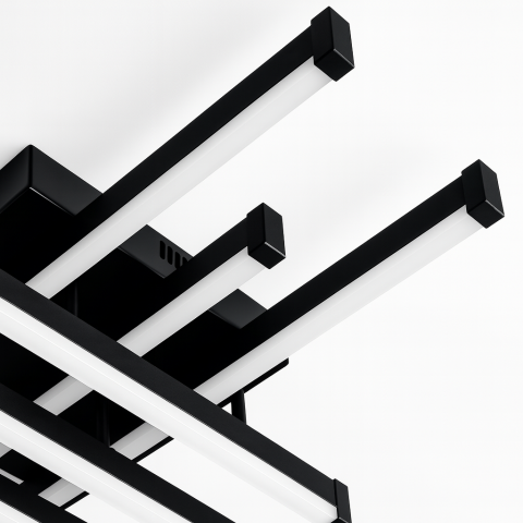 Lustra LED cu Telecomanda LINEX, 81W, 6 Elemente, Liniara, lumina Rece/Calda/Neutra, Dimabila, Negru [1]