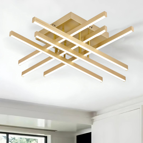 Lustra LED cu Telecomanda LINEX, 81W, Lumina 3000K/4000K/6000K, Dimabila, Auriu [3]