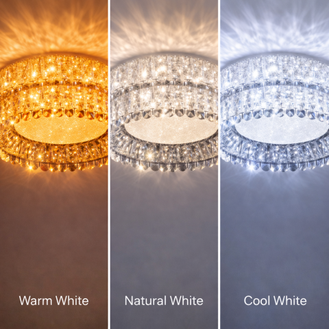 Lustra LED cu Telecomanda, LLC153/500CH, Cristal si Metal, 59W, 1 Cerc, Dimabila, Inaltime Reglabila, Lumina Rece/Calda/Neutra, Iluminat Luxos [2]