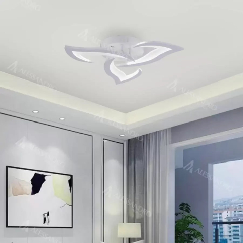 Lustra LED cu telecomanda LOTUS 32W, 3 Petale, lumina Rece/Calda/Neutra, Dimabila, Alb [3]