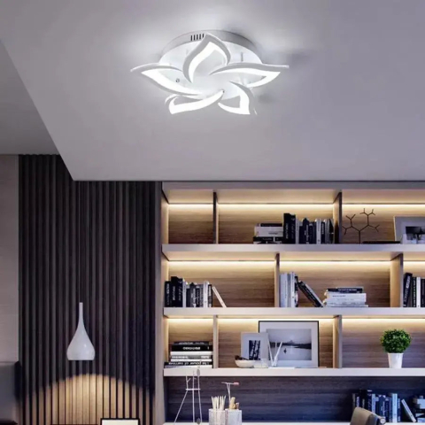 Lustra LED cu telecomanda LOTUS 54W, 5 Petale, lumina Rece/Calda/Neutra, Dimabila, Alb [1]