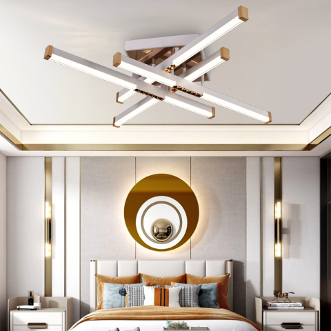 Iluminat Smart Home - Lustra LED cu Telecomanda LT178/4WH, 54W, 4 Elemente, Lumina Rece/Clada/Neutra, Dimabila, Alb