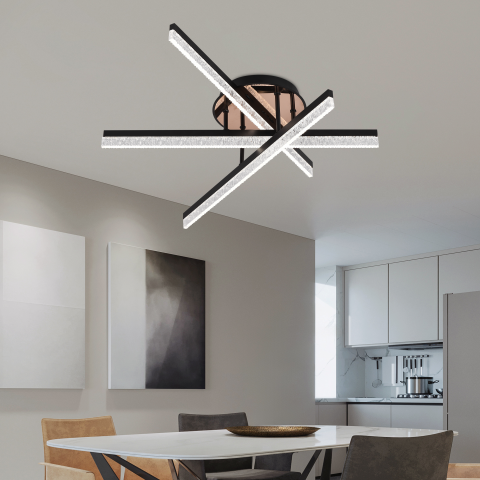 Lustre LED Moderne - Lustra LED cu Telecomanda LT179/3BK, 41W, 3 Elemente, Lumina Rece/Clada/Neutra, Dimabila, Negru