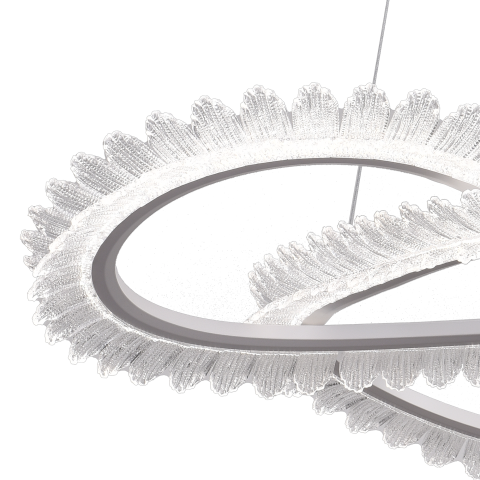 Lustra LED cu Telecomanda LT187WH, Cristal si Metal, 52W, Dimabila, Inaltime Reglabila, lumina Rece/Calda/Neutra, Iluminat Luxos [1]