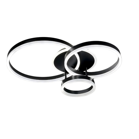 Lustra LED cu telecomanda RIGA LILITH, 68W, 3 Cercuri, lumina Rece/Calda/Neutra, Dimabila, Negru [2]