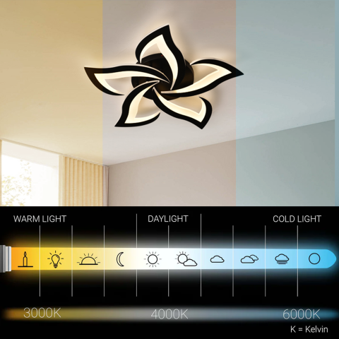 Lustra LED cu Telecomanda LT660/5BK, 5 Elemente, 54W, Lumina 3000/4000/6000K, Negru, Inaltime Reglabila [2]