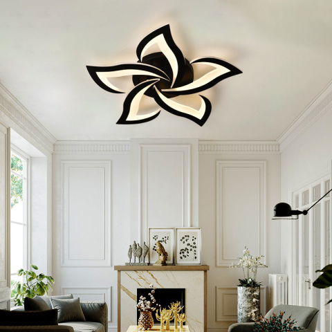 Lustre LED Moderne - Lustra LED cu Telecomanda LT660/5BK, 5 Elemente, 54W, Lumina 3000/4000/6000K, Negru, Inaltime Reglabila