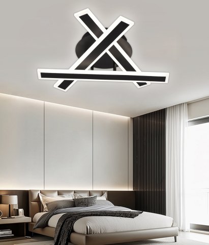 Produse Alessandro - Lustra LED cu Telecomanda LT755, 62W, 40x5.5x10,Lumina Rece/Calda/Neutra, Dimabila, Negru, Fier, Plexiglas