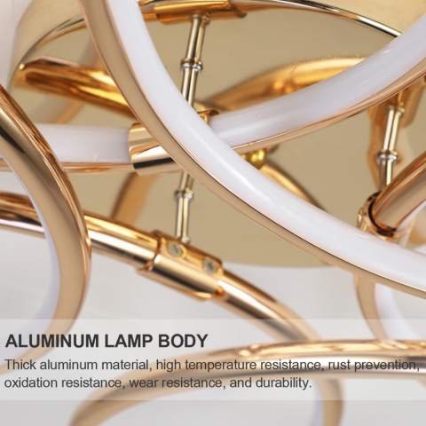 Lustra LED cu Telecomanda LT771/500GD, 25W, Lumina Calda/Rece/Neutra 3000K/4000K/6000K, Dimabila, Auriu, Metal si Silicon [3]