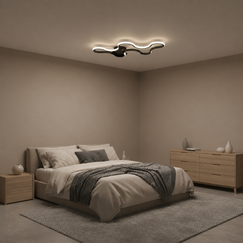 Lustra LED cu telecomanda ORMS Eleganza, 3000K/4000K/6000K, 56W, Metal si Plastic, Negru [2]
