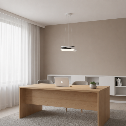 Produse Alessandro - Lustra LED cu telecomanda SCHECTE, 3000K/4000K/6000K, 96W, Metal si Plastic, Alba+Neagra