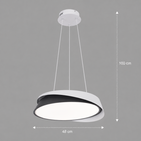 Lustra LED cu telecomanda SCHECTE, 3000K/4000K/6000K, 96W, Metal si Plastic, Alba+Neagra [3]