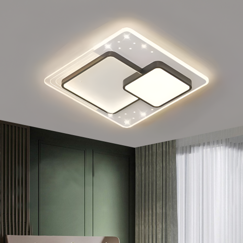 Lustra LED cu telecomanda SERPENTA 60W, Patrata, lumina Rece/Calda/Neutra, Dimabila, Negru [2]