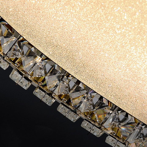 Lustra LED cu telecomanda si cristal LLC152/500CH 59W, 50cm, Cerc, lumina Rece/Calda/Neutra, Dimabila, Auriu [1]