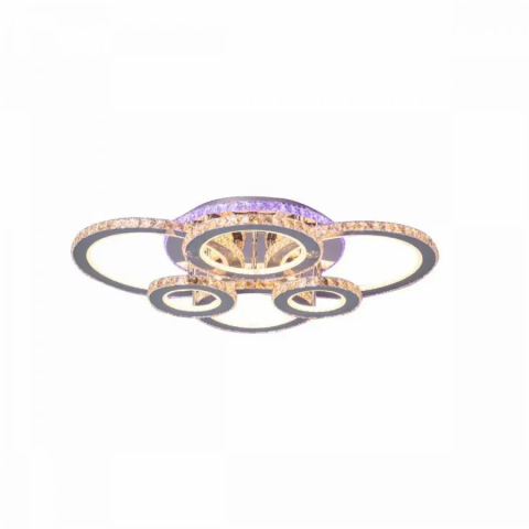 Lustra LED cu telecomanda si cristal NOVA ROTONDA RGB 144W, 6 Cercuri, lumina Rece/Calda/Neutra, Dimabila, Crom Lucios [3]