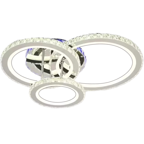 Lustra LED cu telecomanda si cristal NOVA ROTONDA RGB 73W, 3 Cercuri, lumina Rece/Calda/Neutra, Dimabila, Crom Lucios [1]