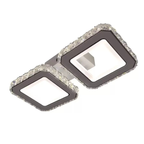 Lampi, Aplice si Corpuri de iluminat Smart - Lustra LED cu telecomanda si cristal QUADRIS 41W, 2 Patrate, lumina Rece/Calda/Neutra, Dimabila, Alb