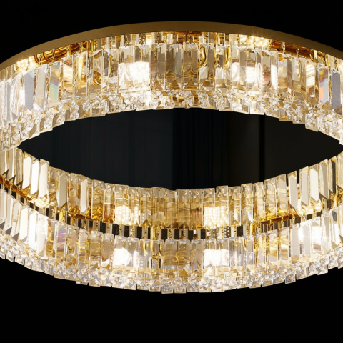 Lustra LED cu telecomanda si cristal VERTUS 18W, 30cm, Cerc, lumina Rece/Calda/Neutra, Dimabila, Auriu [3]