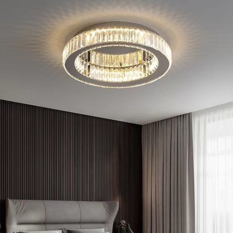 Iluminat Smart Home - Lustra LED cu telecomanda si cristal VERTUS 18W, 30cm, Cerc, lumina Rece/Calda/Neutra, Dimabila, Crom