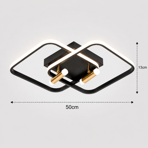 Lustra LED cu telecomanda SOLA, 2 surse, 3000K/4000K/6000K, 108W, Metal si Silicon, Negru [3]