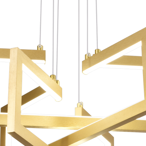 Lustra LED cu telecomanda ,Suspendata 71W, 3 Elemente, lumina Rece/Calda/Neutra, Dimabila, Inaltime Reglabila, Auriu [1]