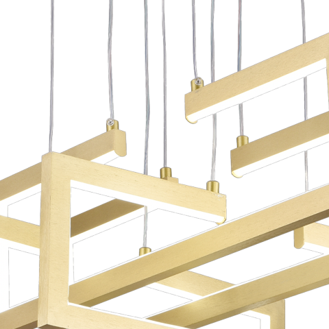 Lustra LED cu telecomanda ,Suspendata 96W, 4 Elemente, lumina Rece/Calda/Neutra, Dimabila, Inaltime Reglabila, Auriu [3]