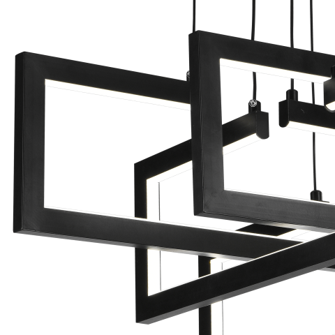 Lustra LED cu telecomanda ,Suspendata 96W, 4 Elemente, lumina Rece/Calda/Neutra, Dimabila, Inaltime Reglabila, Negru [1]